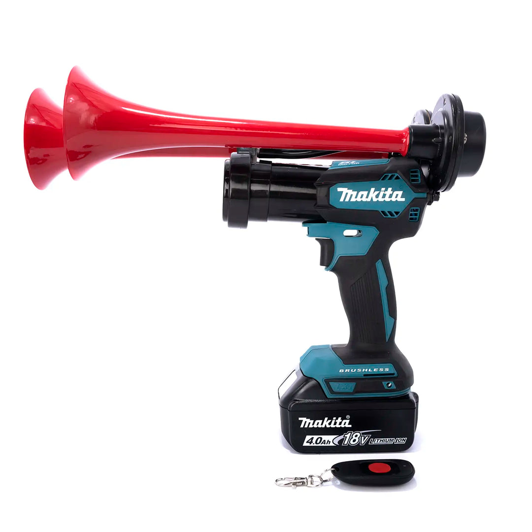 Train Horn for Makita Batteries |  Compact Dual Train Horn air horn powered by 18V battery cordless system red