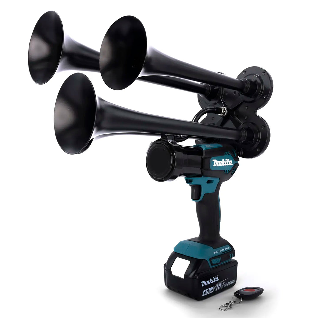 Train Horn for Makita Batteries |  Quad Pro Premium Extreme Edition with remote control and four metal trumpets