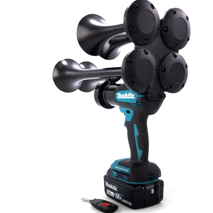 Train Horn for Makita Batteries | Handcrafted quad train horn 4 trumpet design with wireless remote control 