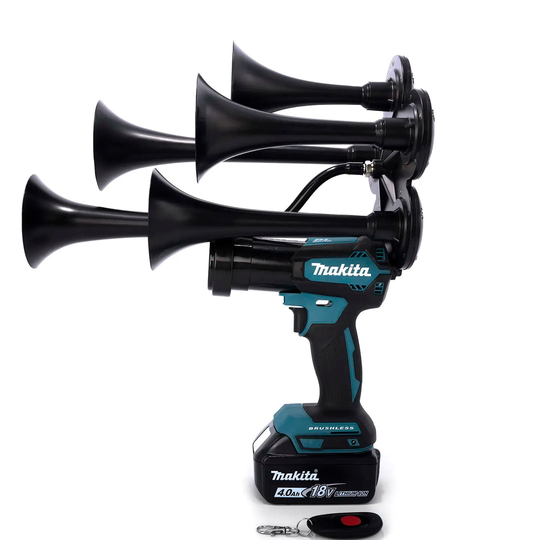 Train Horn for Makita Batteries | Impact train air horn drill with five metal trumpets and wireless remote