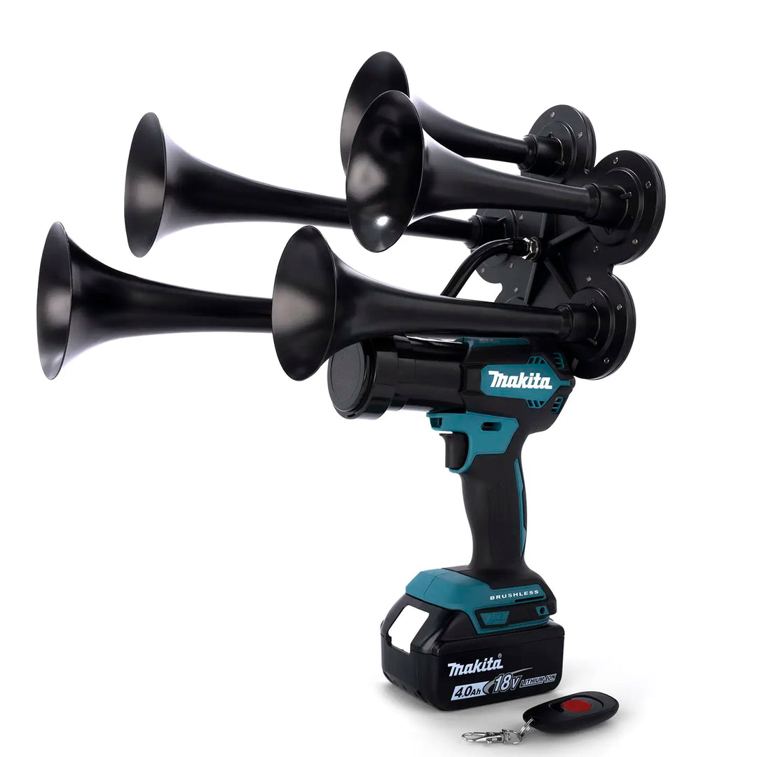 Train Horn for Makita Batteries | Impact train air horn drill with 5 trumpets and boss remote