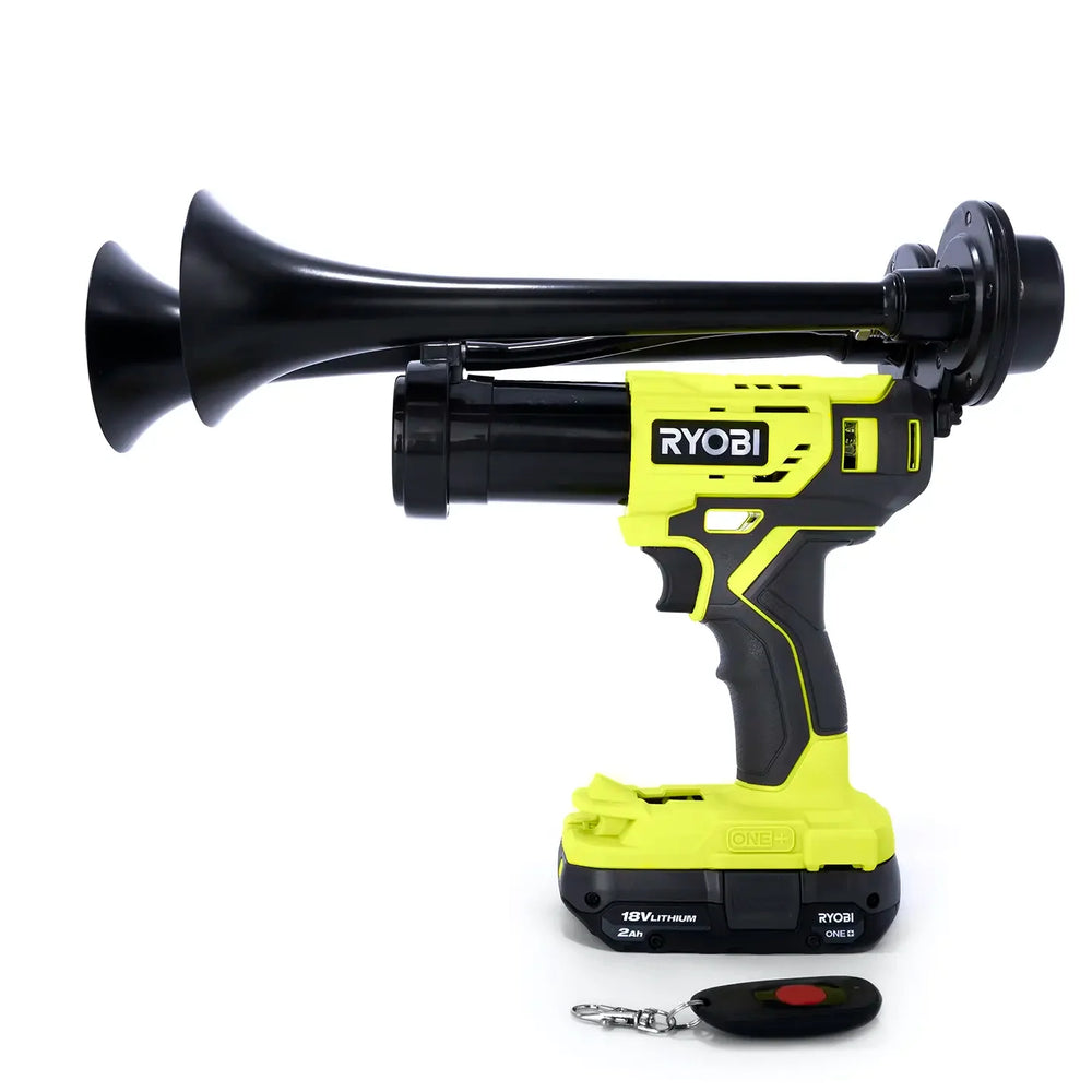 Train Horn for Ryobi Batteries | Portable Compact Dual train horn 18V cordless air horn handheld design