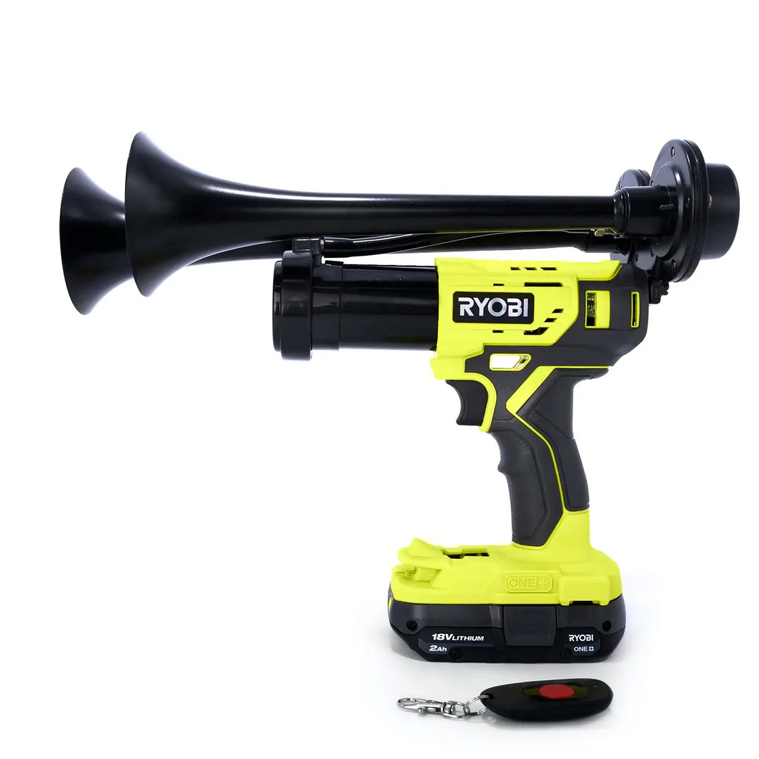Train Horn for Ryobi Batteries | Portable Compact Dual train horn 18V cordless air horn handheld design