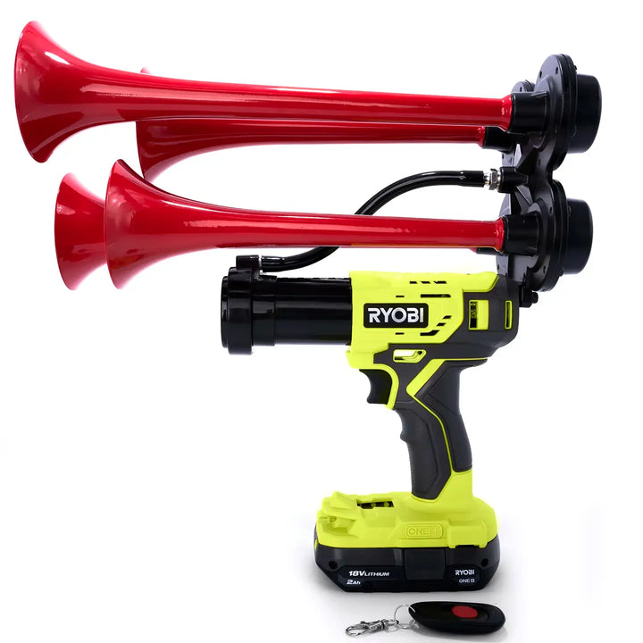 Train Horn for Ryobi Batteries | Premium Extreme train horn drill 18V cordless model with four trumpets